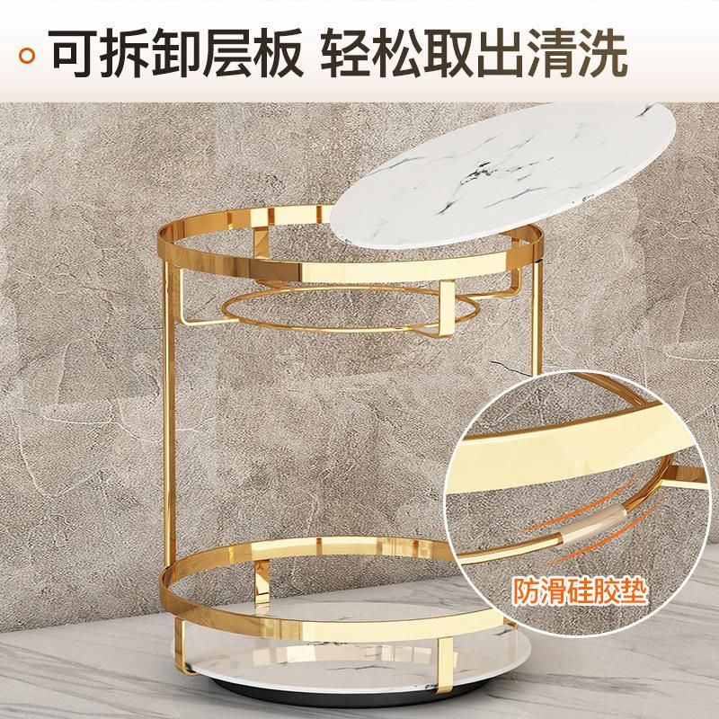 Kitchen Multi-Layer Rotating Rack Seasoning Rack Stainless Steel Golden Bathroom Storage Rack Cosmetic Finishing Storage Rack