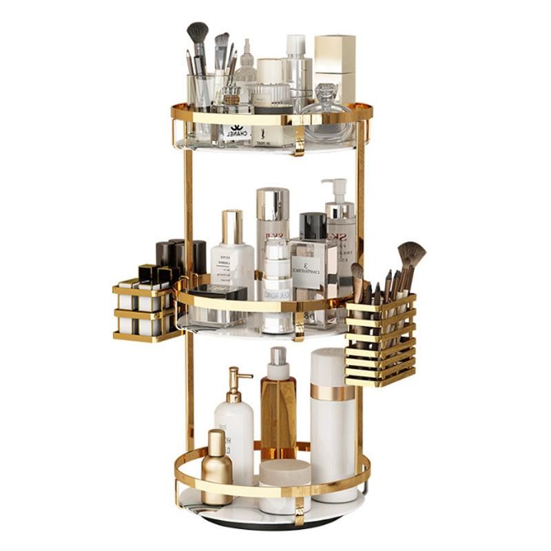 Kitchen Multi-Layer Rotating Rack Seasoning Rack Stainless Steel Golden Bathroom Storage Rack Cosmetic Finishing Storage Rack