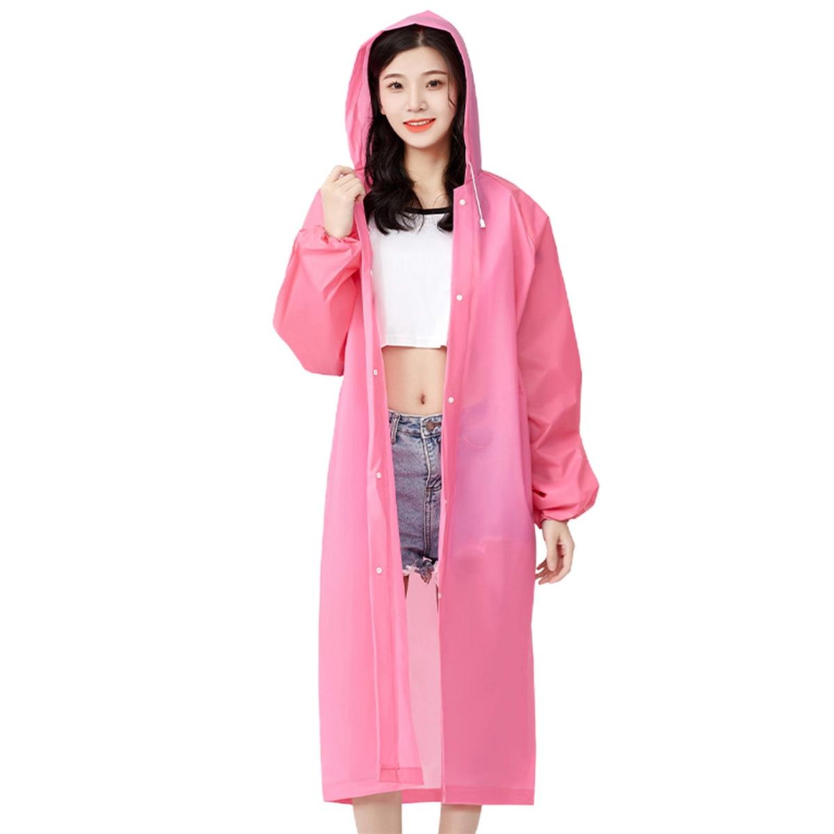 Rain Poncho Tourism Outdoor Hiking Rain Poncho Raincoat Pink