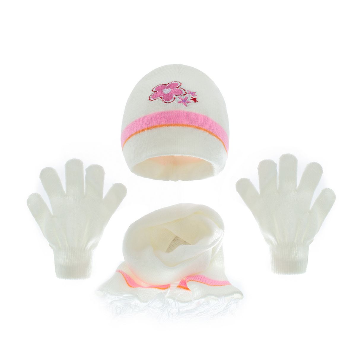 LAOdou 1 Set 0-3 Years Hat Scarf Gloves Embroidery Car-White