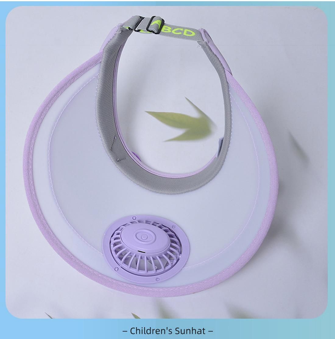 3-10 Years Cute Cartoon Kids Visor Hat with USB Rechargeable Mini Fan