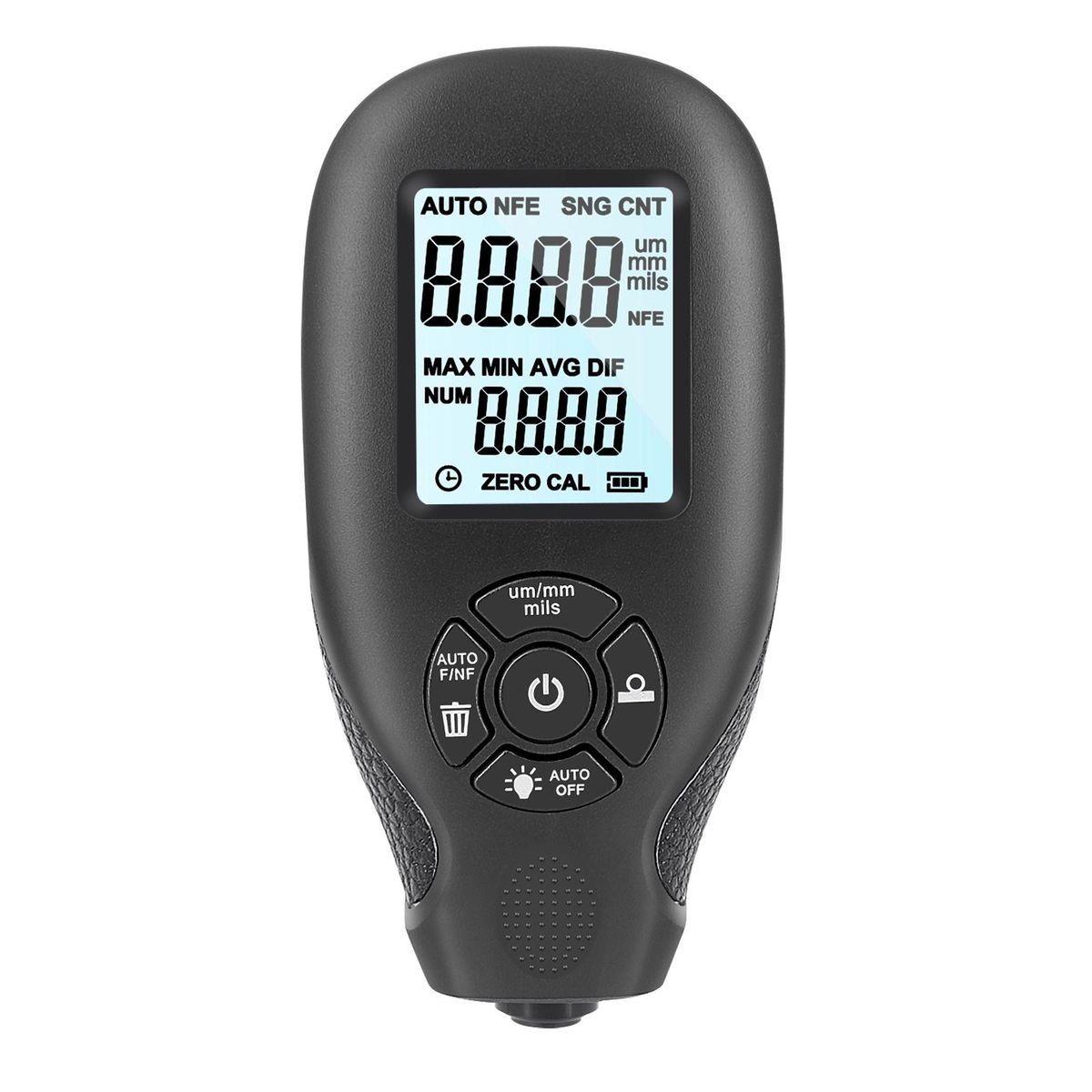 0-2000UM Thickness Gauge High Precise LCD Digital Automobile Film Thickness Meter Car Paint Coating Thickness Tester Three Probe Modes Units Switching with Automatic Temperature Compensation Algorithm and Zeroing Calibration 
