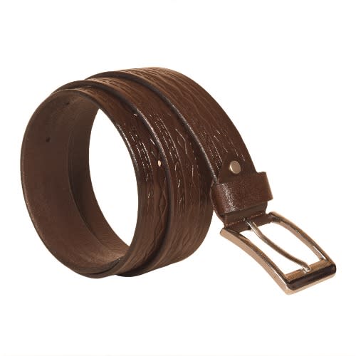 Men's Pattern Leather Belt- Brown