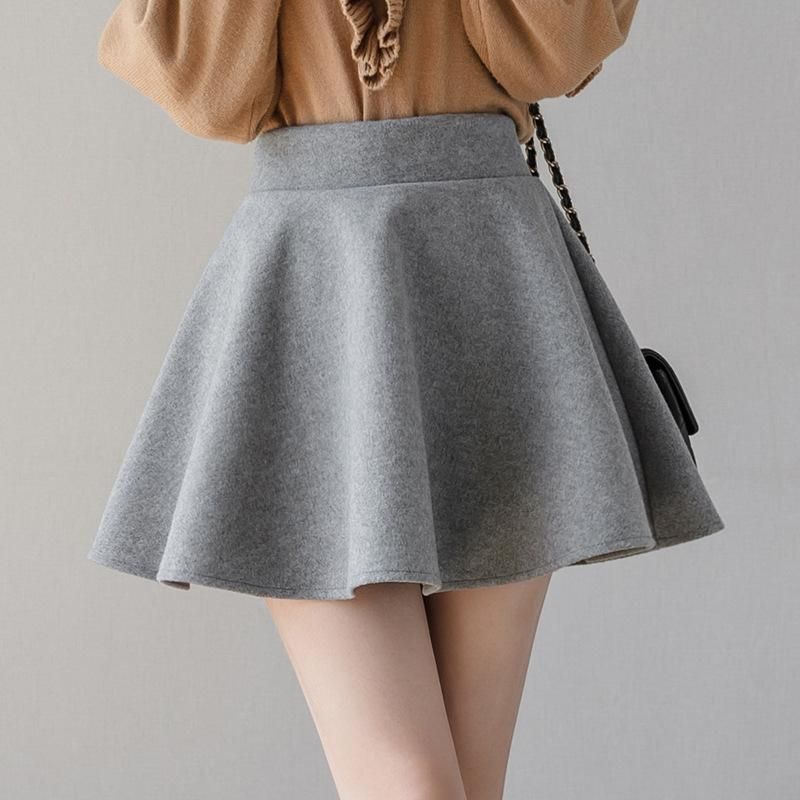 Black Halfskin Skirt Women's Pleated Skirt 2022 New Autumn/Winter High Waist A-line Fluffy Skirt INS