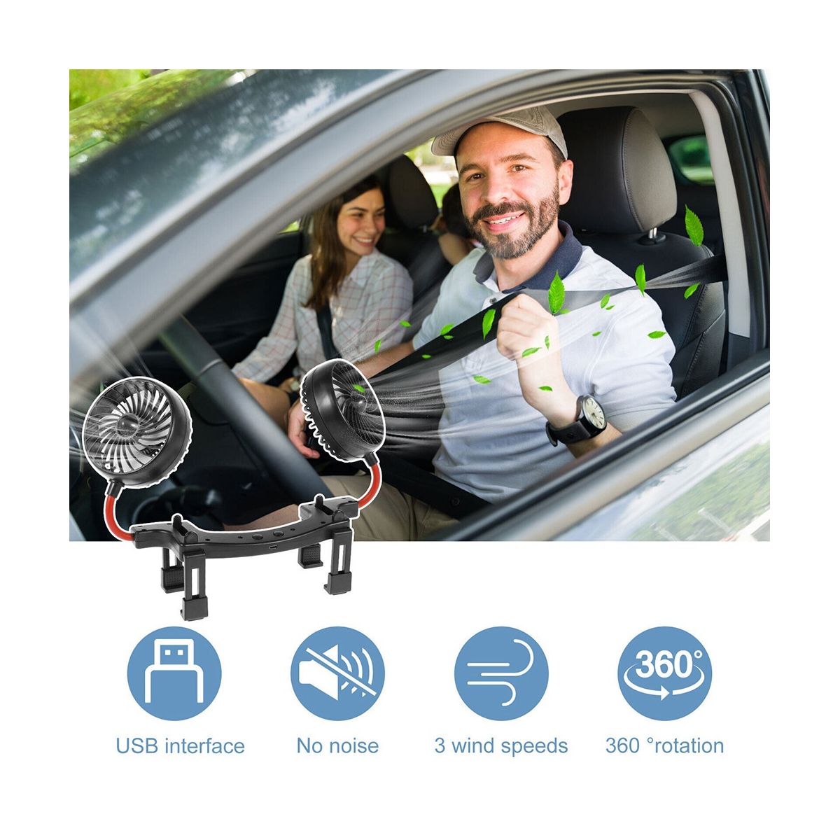 Car Fan Universal Dual Head USB Car Electric Fan Car Accesso