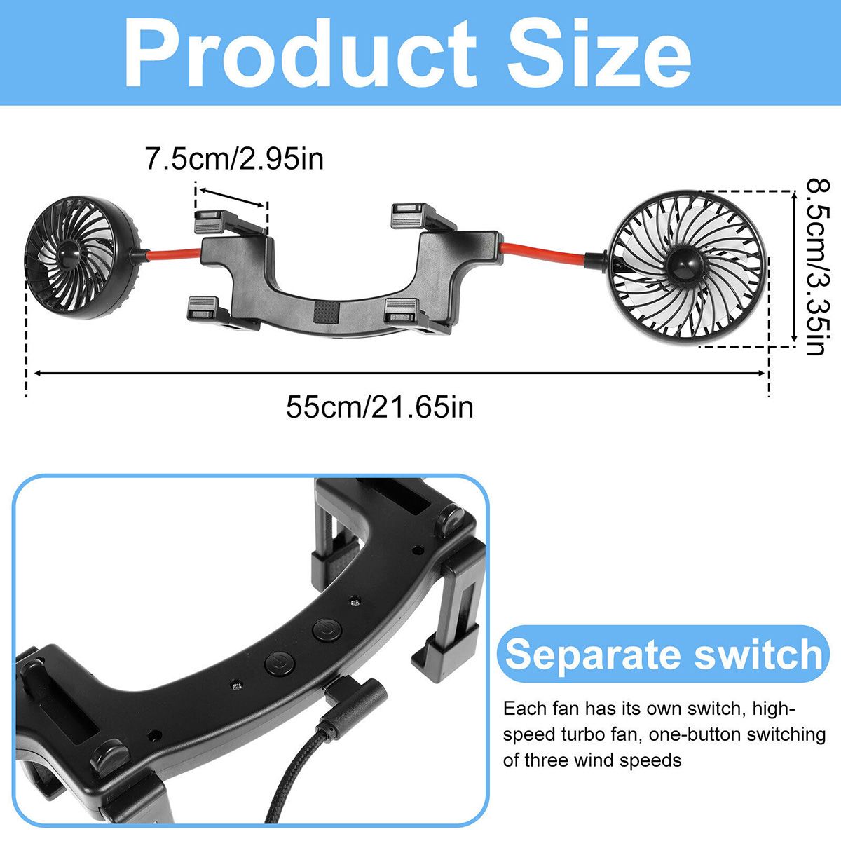 Car Fan Universal Dual Head USB Car Electric Fan Car Accesso