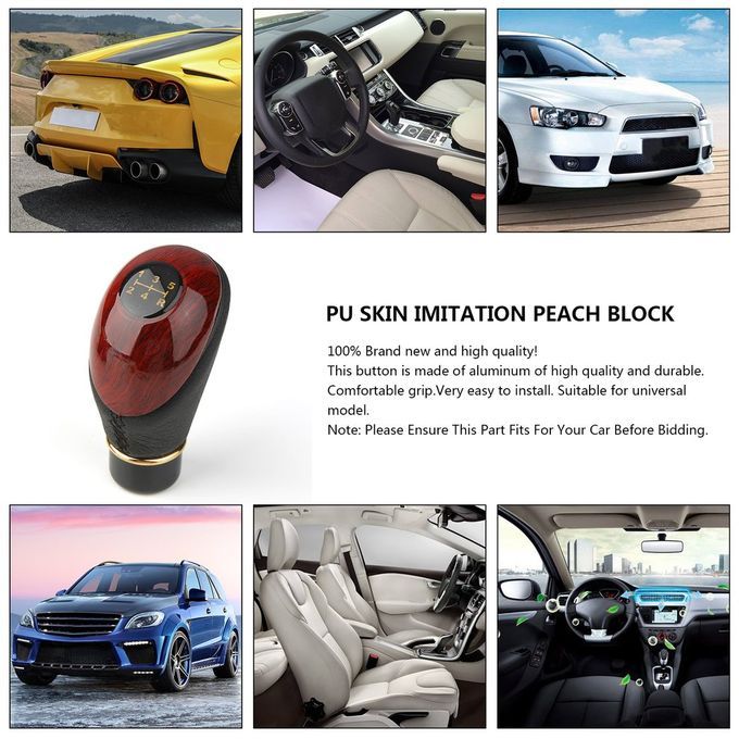 10mm PU Gloss  Ar 5 Speed Manual Gear Shift Knob Shifter Universal Automible-black