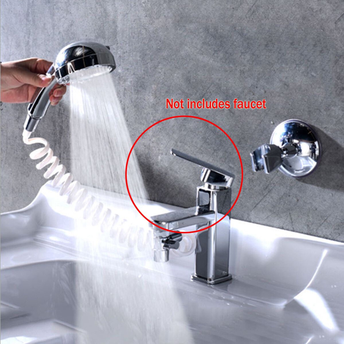 Bathroom Basin Water Tap External Shower Head Hair Wash Flexible Extension Set