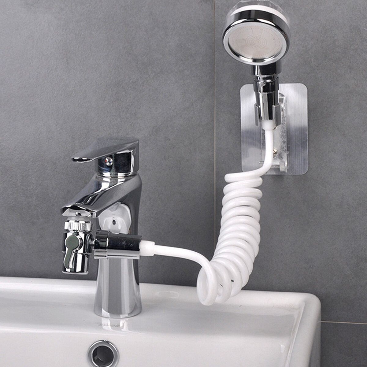 Bathroom Basin Water Tap External Shower Head Hair Wash Flexible Extension Set