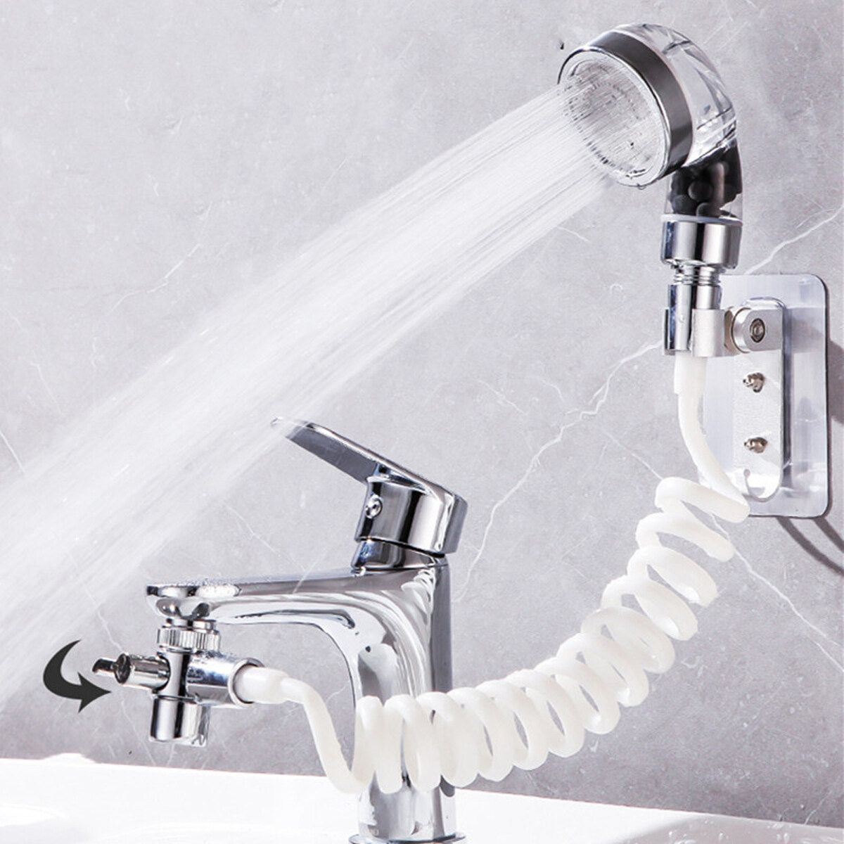 Bathroom Basin Water Tap External Shower Head Hair Wash Flexible Extension Set