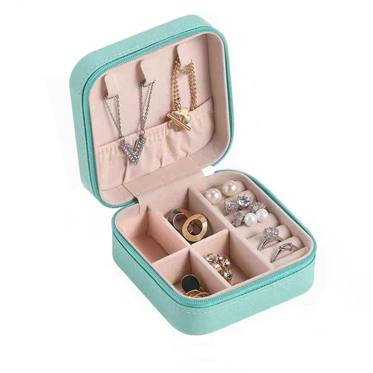 Jewelry Box Jewelries Storage Case PU Leather Organizer for Necklace Earring Rings Bracelet Ear Studs