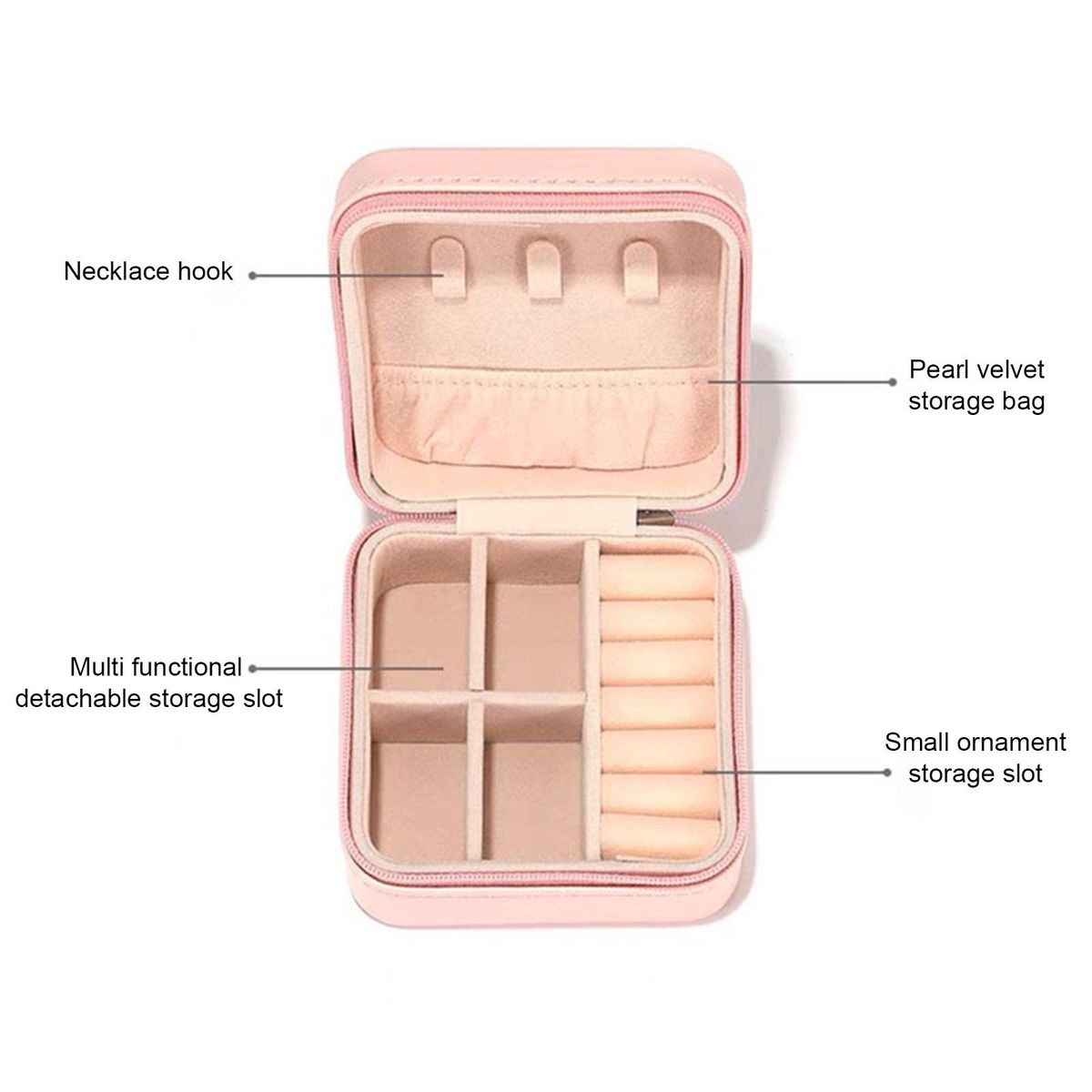Jewelry Box Jewelries Storage Case PU Leather Organizer for Necklace Earring Rings Bracelet Ear Studs
