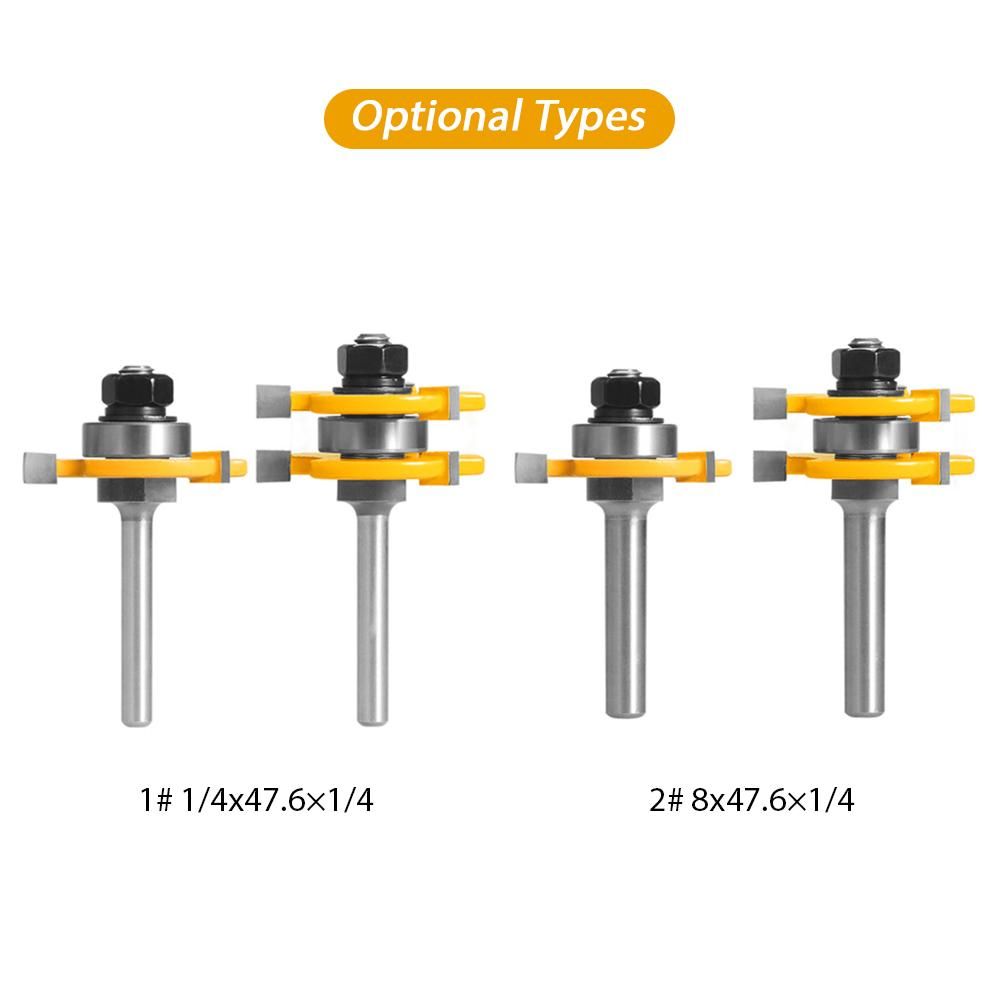 Set of 2PCS Shank Milling Cutter Router Bits Set T-slot Wood Cutters for Woodworking Carpener Portable