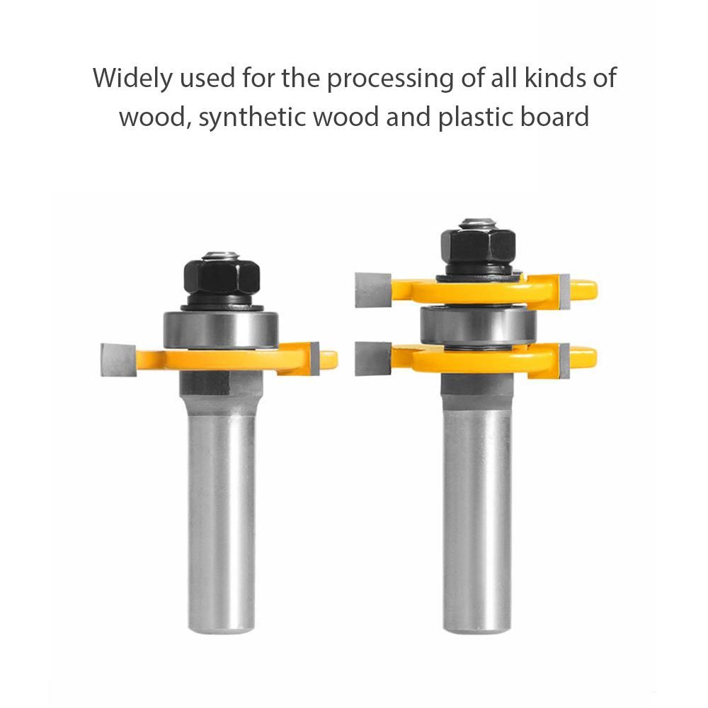 Set of 2PCS Shank Milling Cutter Router Bits Set T-slot Wood Cutters for Woodworking Carpener Portable