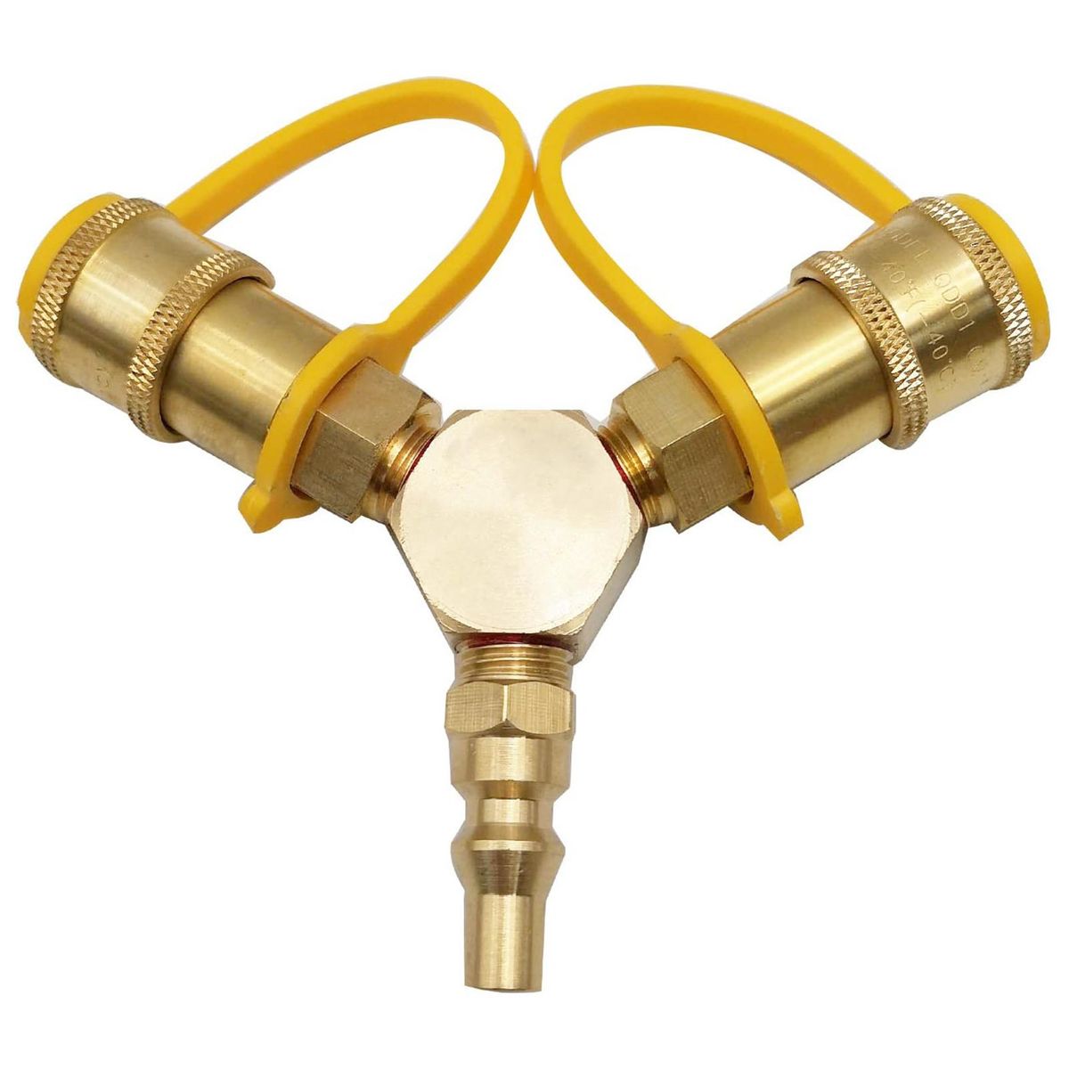 1/4'' RV Propane Quick Connect Adapter Solid Brass Y Splitter Gases Tanks Hose Fittings for Outdoor Camping/Cooking/BBQ