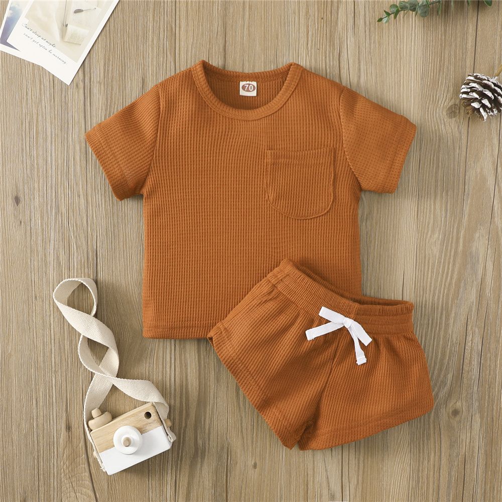 0-3 Years Toddler Baby Boy Girl 2 Piece Sets Simple Solid