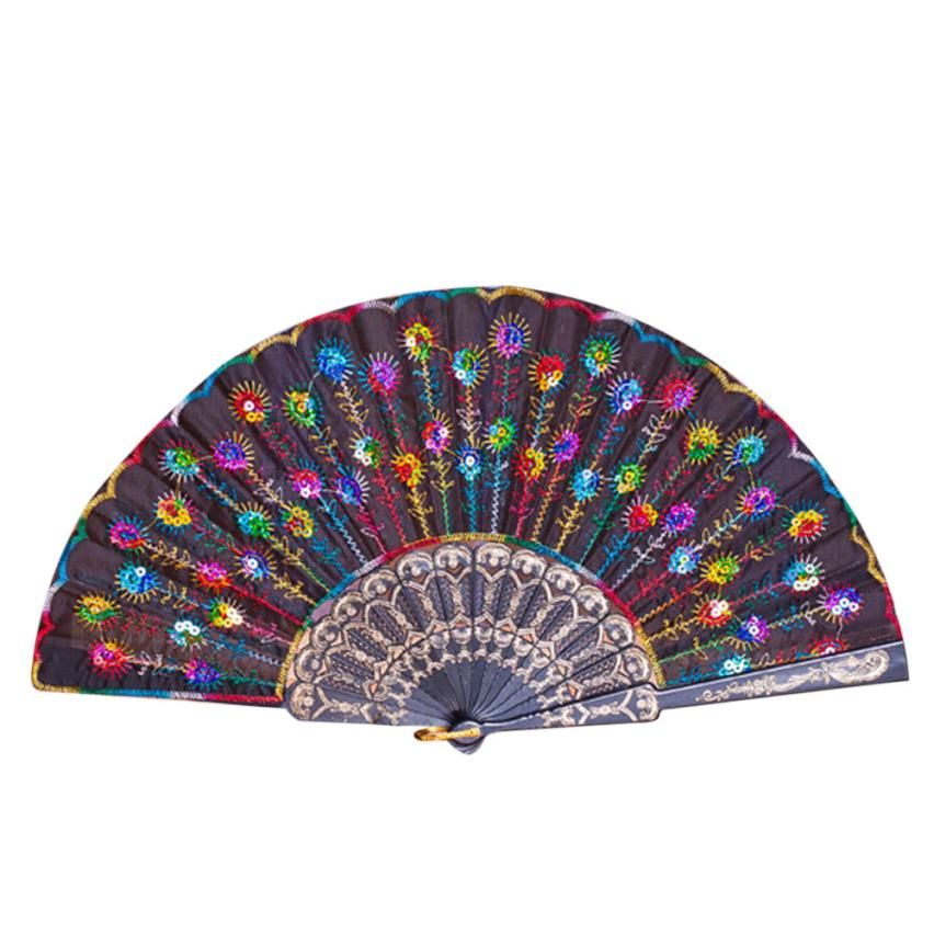 Silk Style Folding Lace Fan Held Hand Wedding Chinese/Spanish Dance Flower 3sw0604 Party 2018