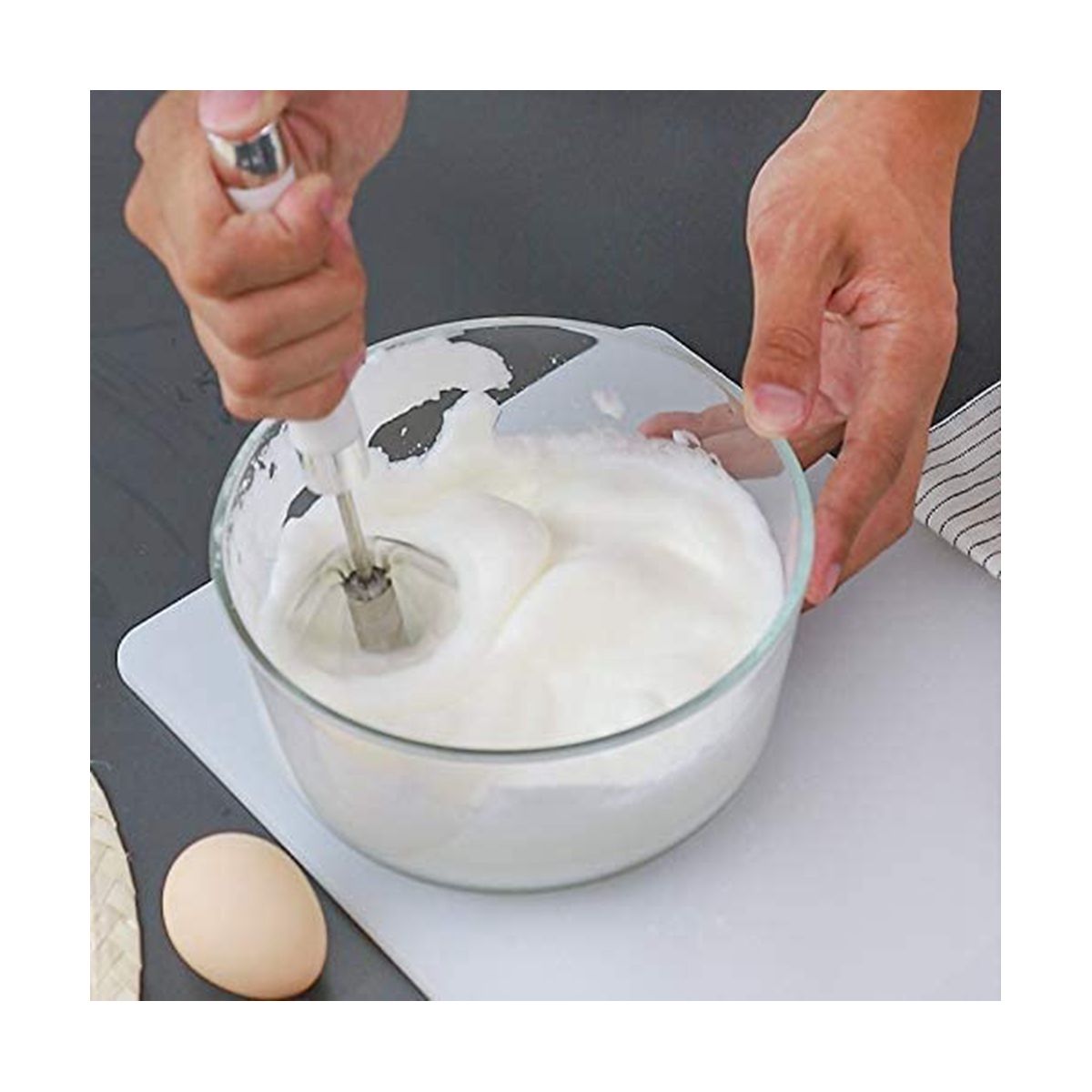 Stainless Steel Semi-Automatic Egg Whisk - 3PCS Hand Push Whisk Blender Blue