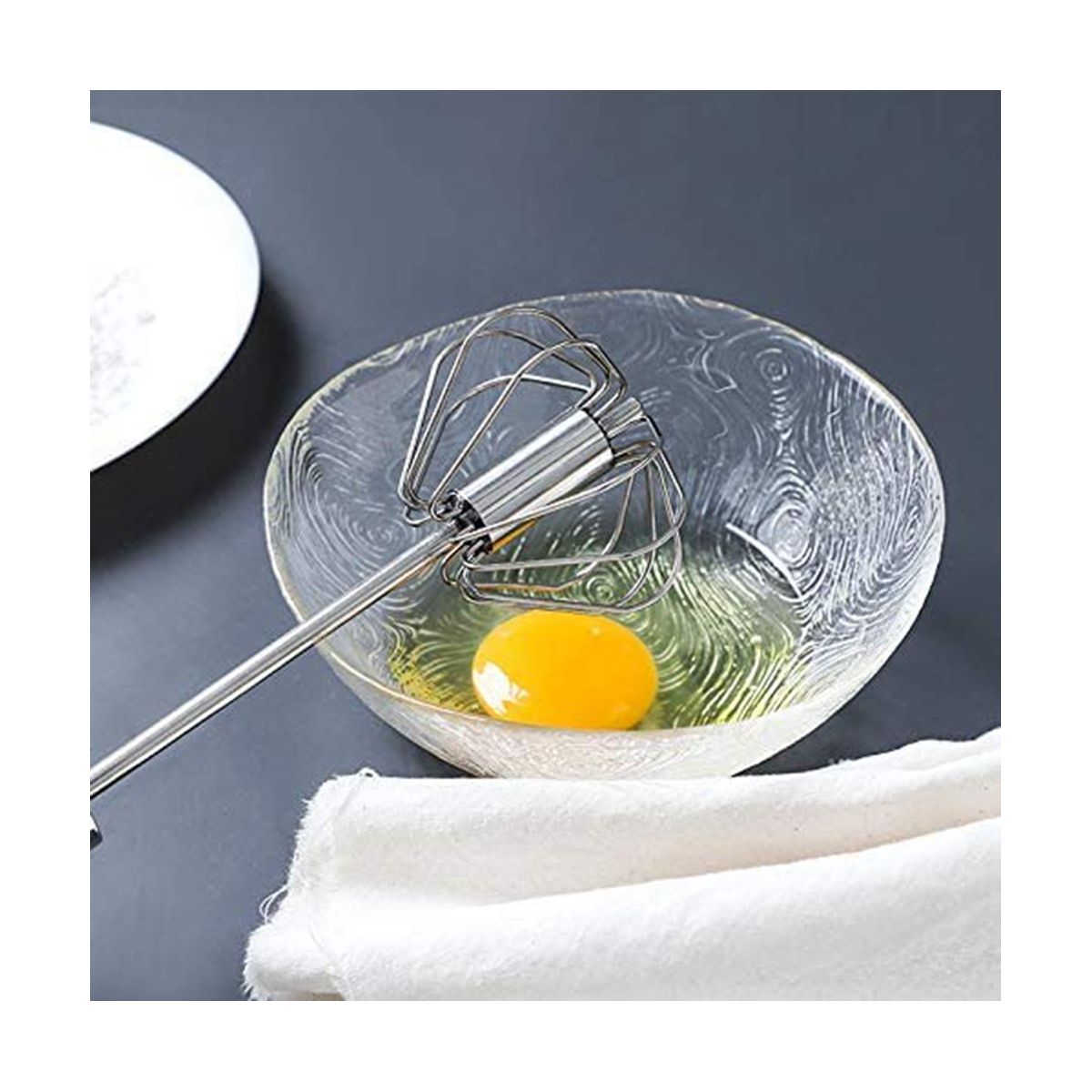 Stainless Steel Semi-Automatic Egg Whisk - 3PCS Hand Push Whisk Blender Blue