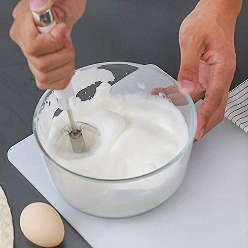 Stainless Steel Semi-Automatic Egg Whisk - 3PCS Hand Push Whisk Blender Blue