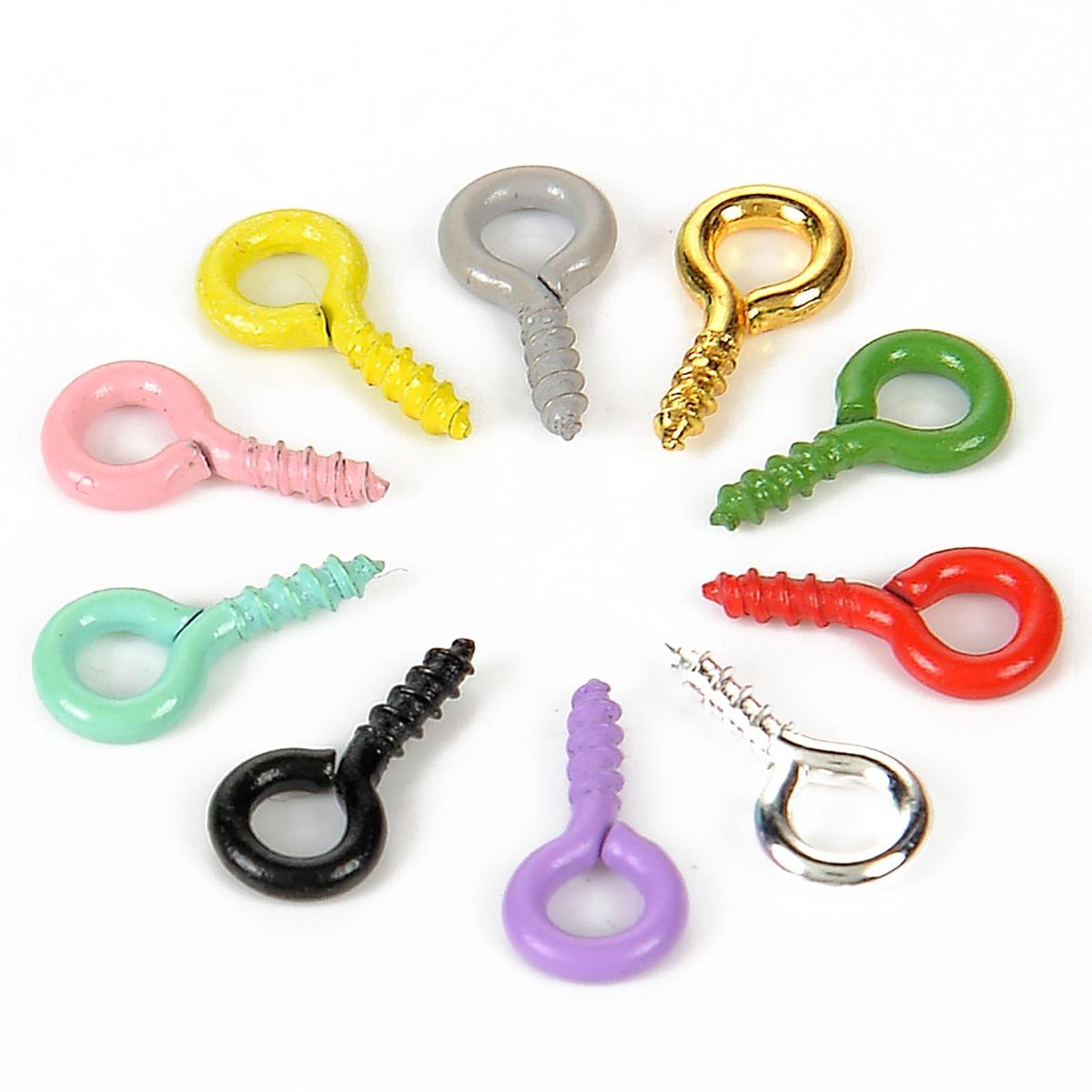 100Pcs Color Small Sheep Eyes Nail Screw Tiny Mini Eye Pins Hooks Eyelets for Beaded Pendant Screw Findings Jewelry Accessories