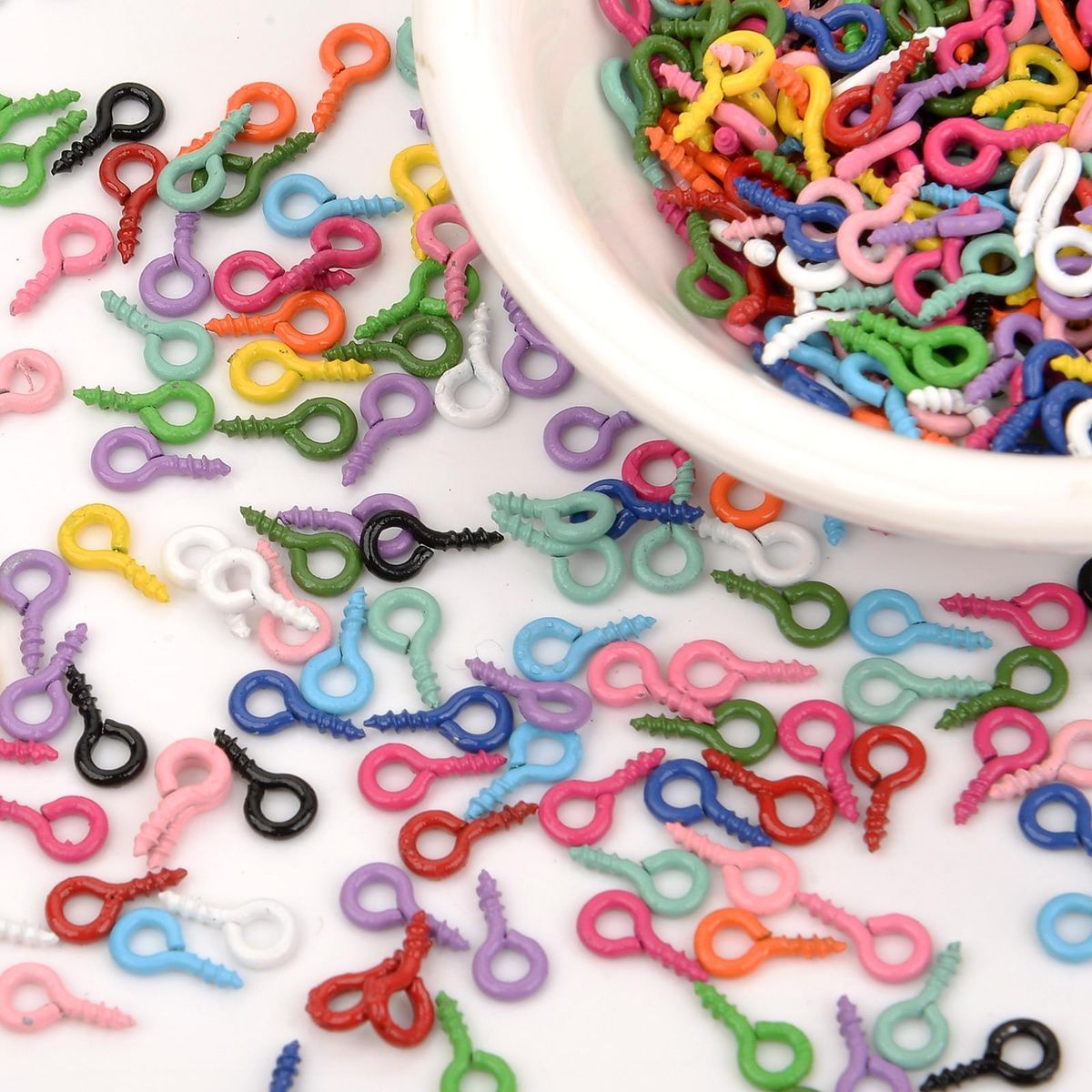 100Pcs Color Small Sheep Eyes Nail Screw Tiny Mini Eye Pins Hooks Eyelets for Beaded Pendant Screw Findings Jewelry Accessories