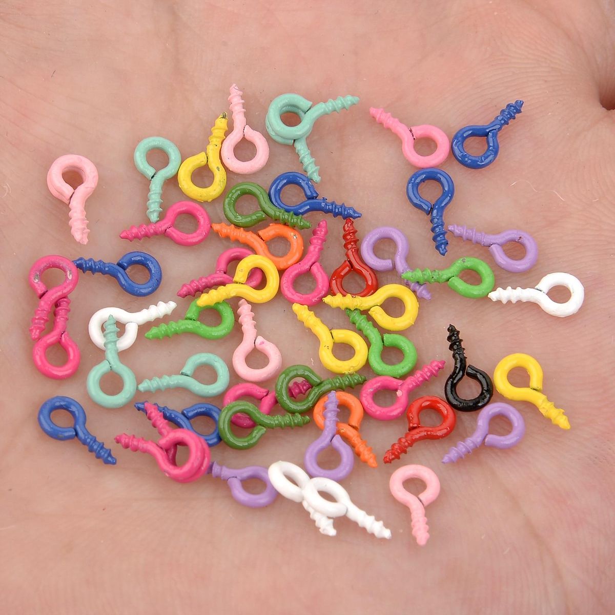 100Pcs Color Small Sheep Eyes Nail Screw Tiny Mini Eye Pins Hooks Eyelets for Beaded Pendant Screw Findings Jewelry Accessories