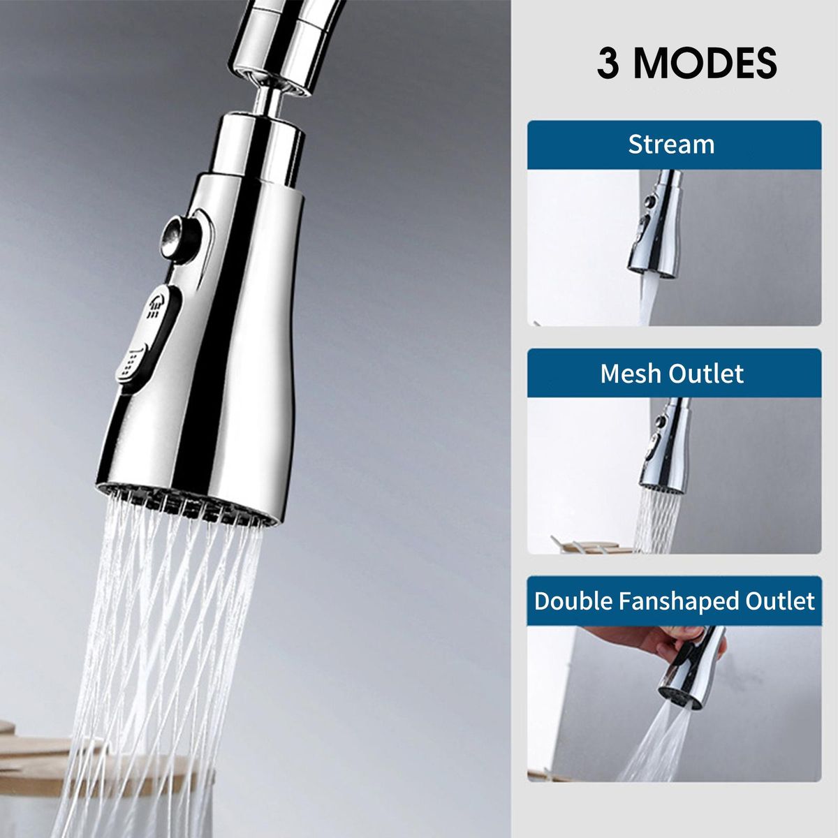 3 Functions Spray Head 360°Swivel Faucet Spayer Head G1/2 Water-saving Sink Aerator for Kitchen Faucet Replacement Spray Head Polished Finished