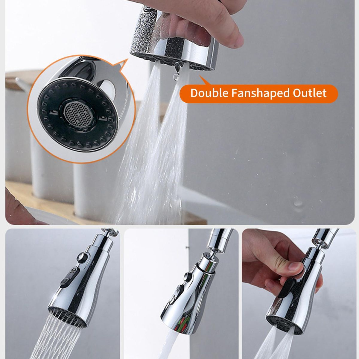 3 Functions Spray Head 360°Swivel Faucet Spayer Head G1/2 Water-saving Sink Aerator for Kitchen Faucet Replacement Spray Head Polished Finished