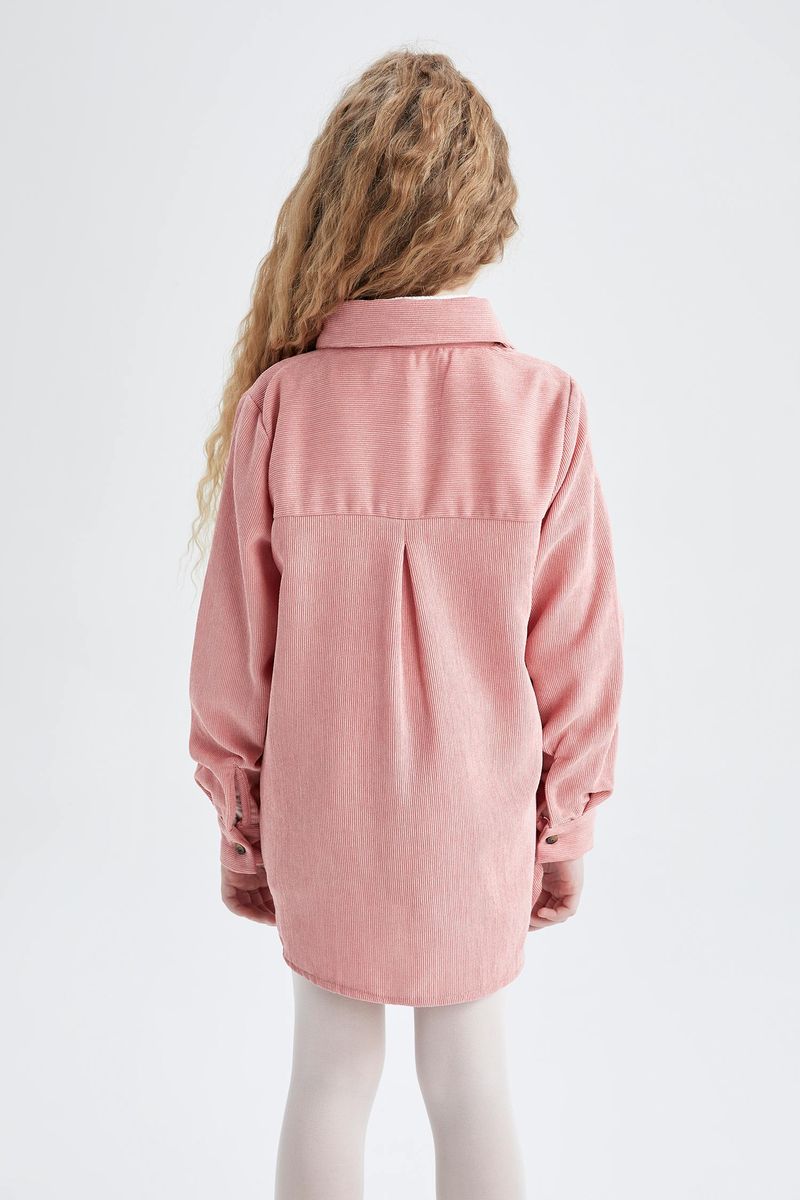 Girl - Relax Fit Basic Woven Long Sleeve Shirt - Pink