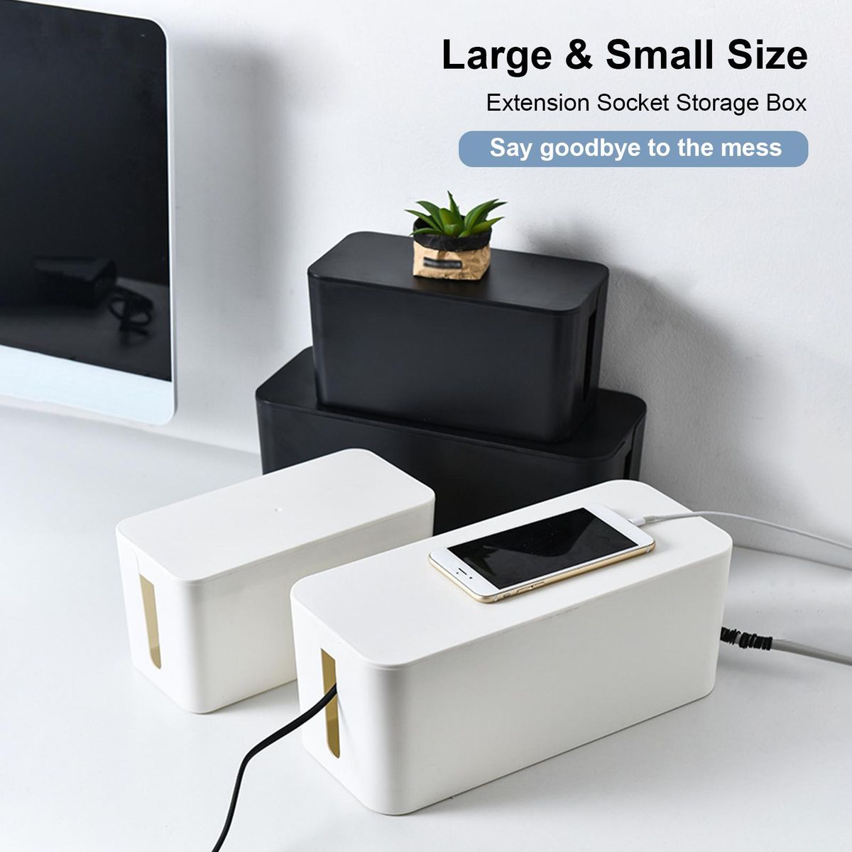 Extension Socket Storage Box Home Use Simple Desktop Wire Storing Case