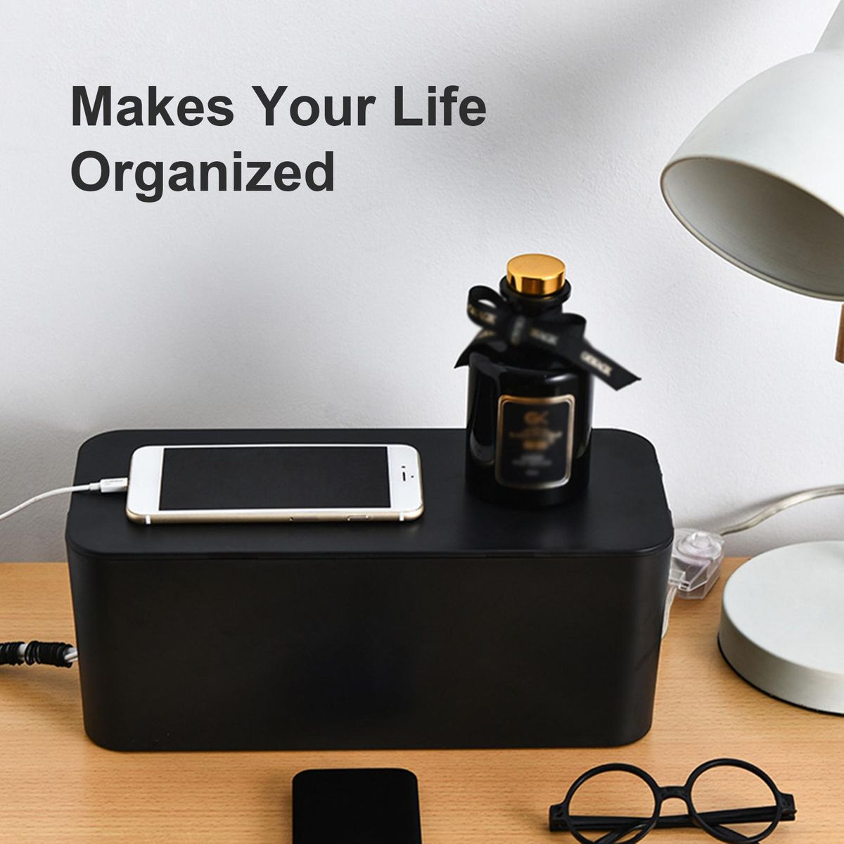 Extension Socket Storage Box Home Use Simple Desktop Wire Storing Case