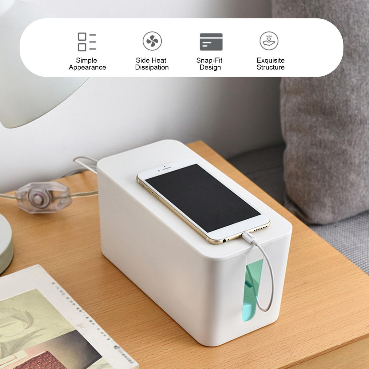 Extension Socket Storage Box Home Use Simple Desktop Wire Storing Case