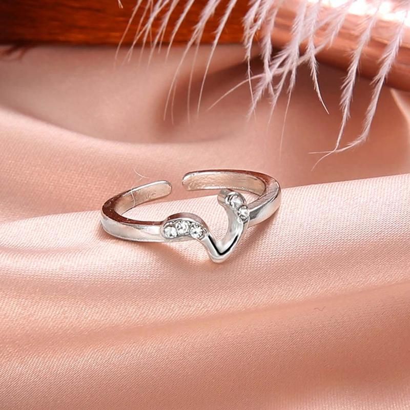 Fashion Simple 26 Letter Rhinestone Inlaid Opening-Silver