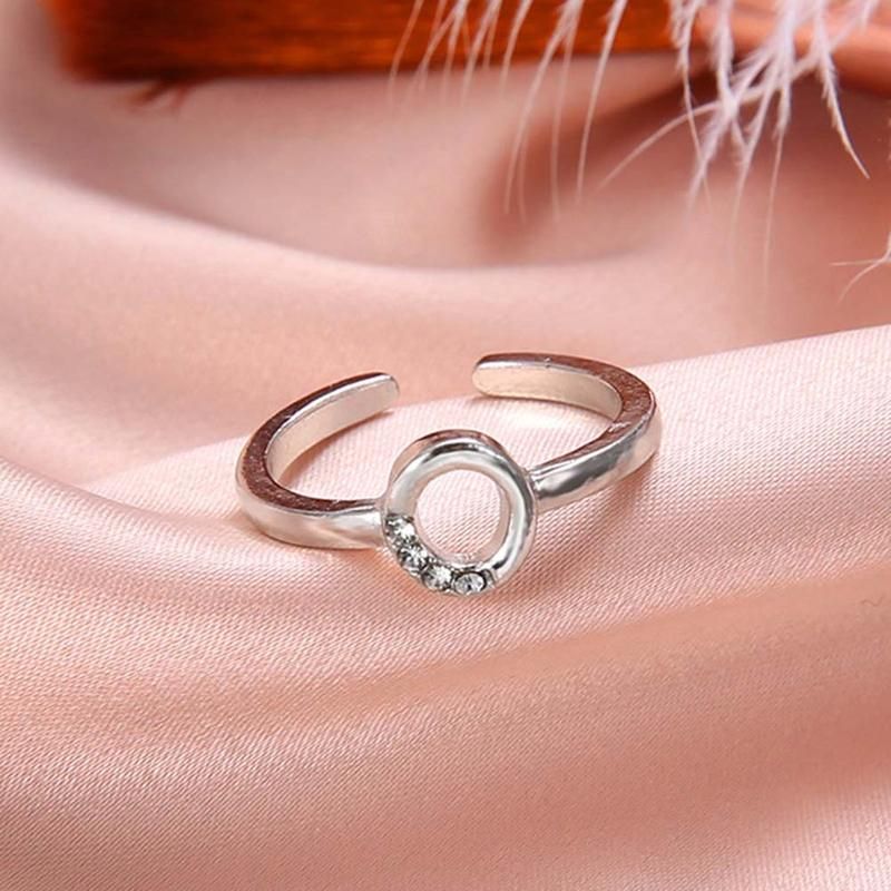 Fashion Simple 26 Letter Rhinestone Inlaid Opening-Silver