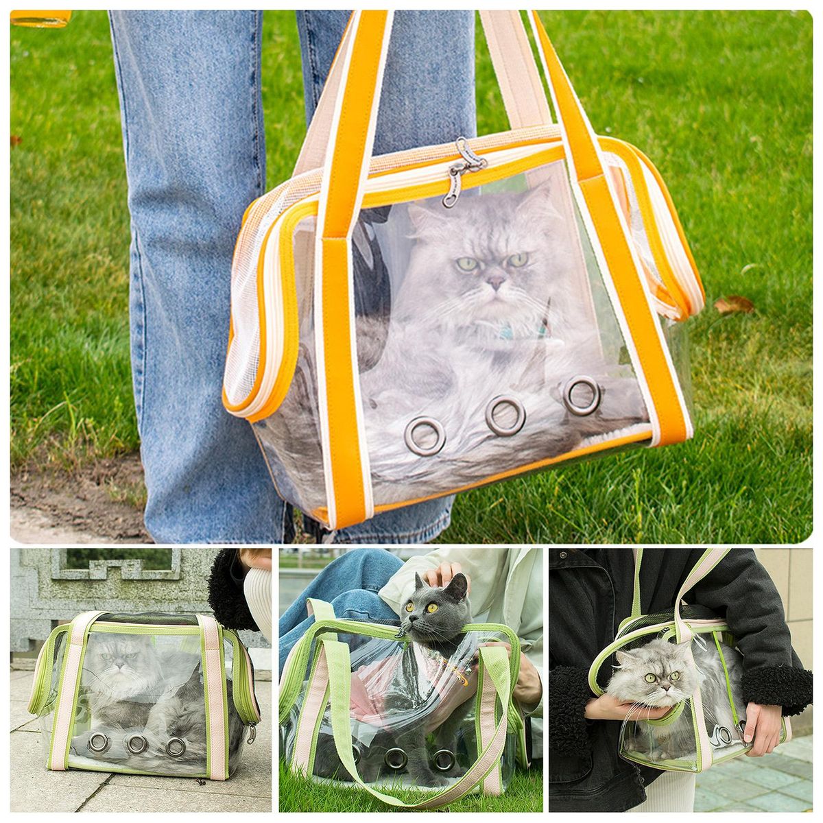 Pet Carrier for Cats Transparent Totes with Mesh PVC Bags