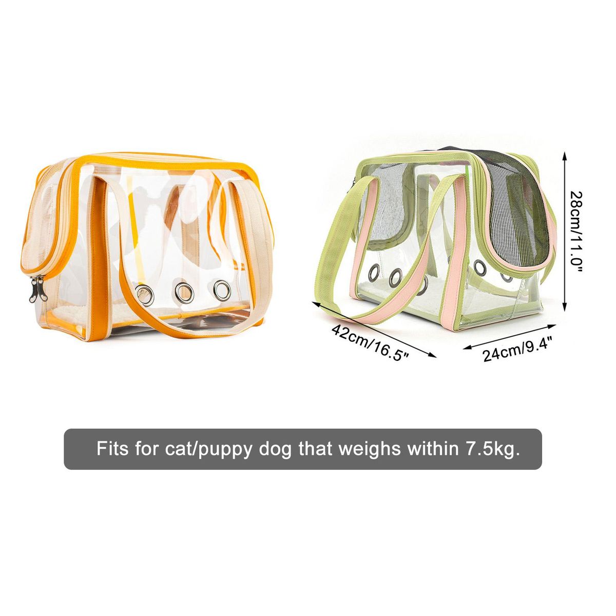 Pet Carrier for Cats Transparent Totes with Mesh PVC Bags