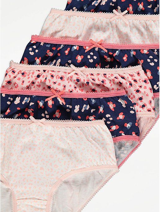 Animal Print Picot Trim Knickers 10 Pack