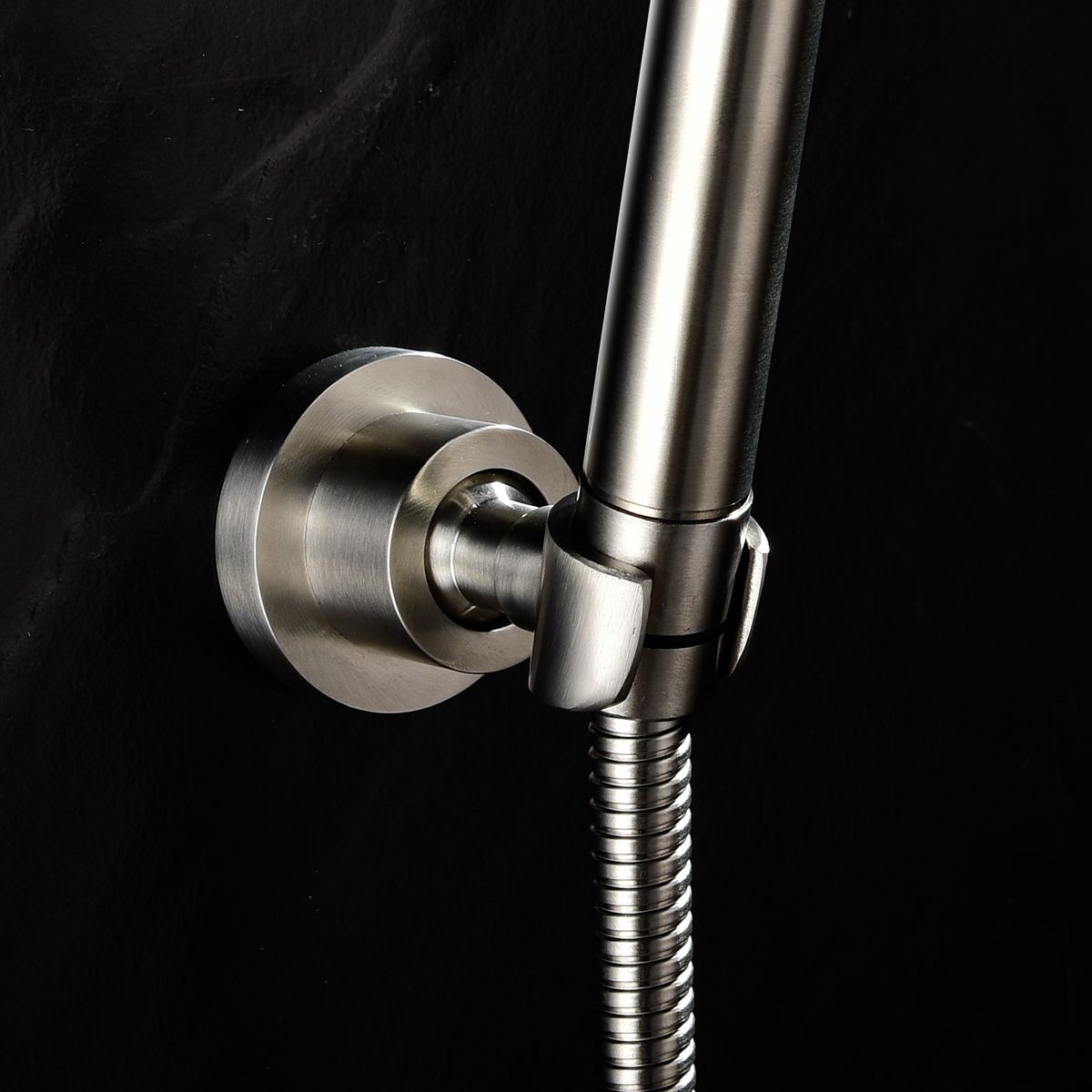 Shower Head Drilling Holder Removable Handheld Showerhead Bracket Brushed, Shower Holder,Round,ST31