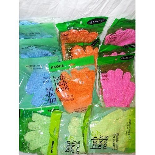 Glove Bath Sponge 12 Packs For Both Hands - Multicolour