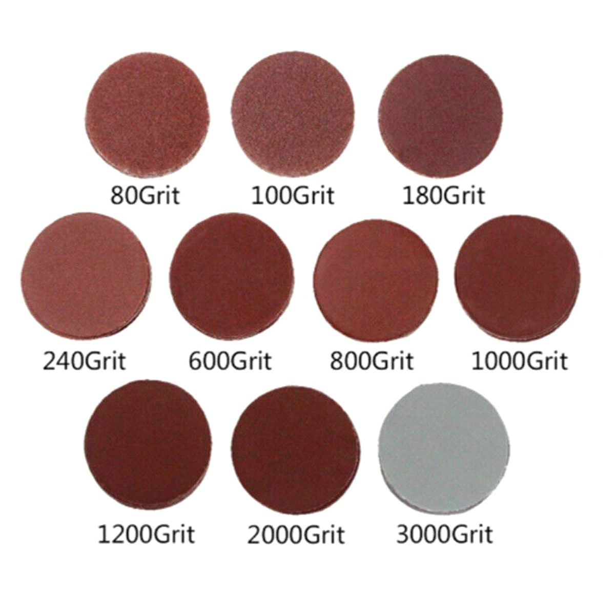 100Pcs 2in High Performance Sanding Disc 80-3000 Grit Rust
