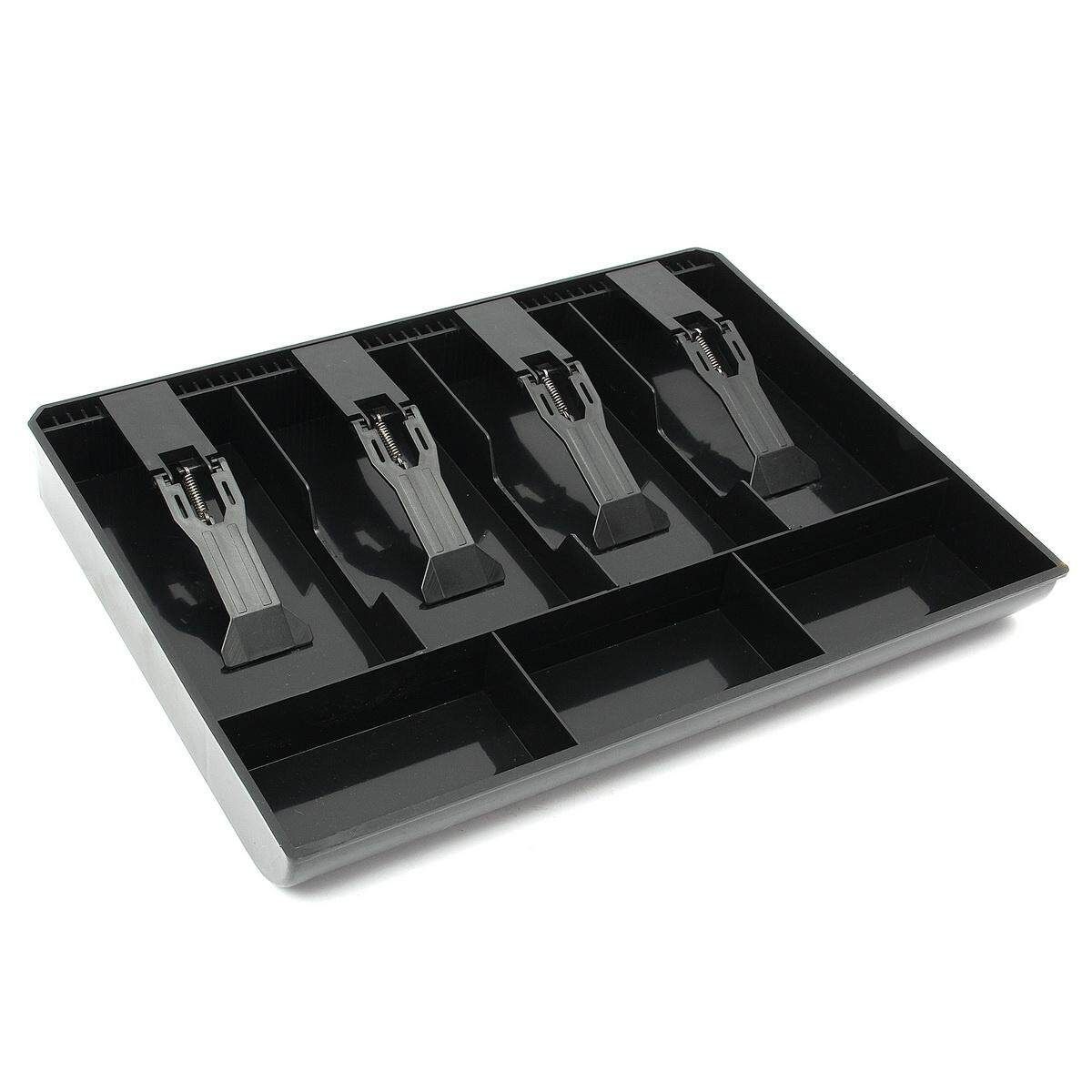 Cash Coin Register Replacement Money Drawer Storage Box With 4 Bill 3 Coin Trays Black Black (black)