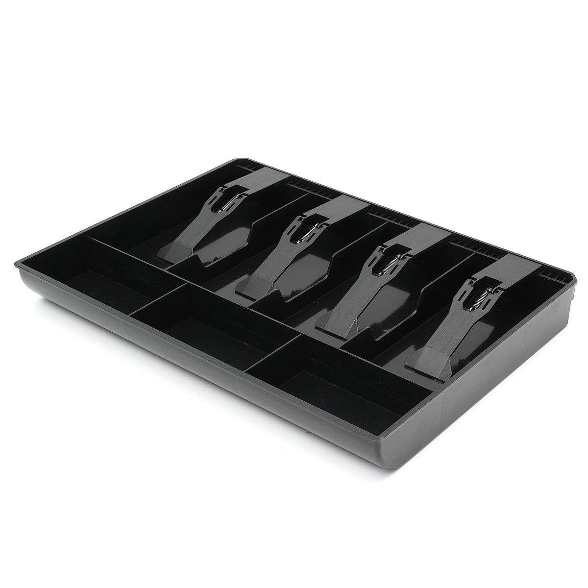 Cash Coin Register Replacement Money Drawer Storage Box With 4 Bill 3 Coin Trays Black Black (black)