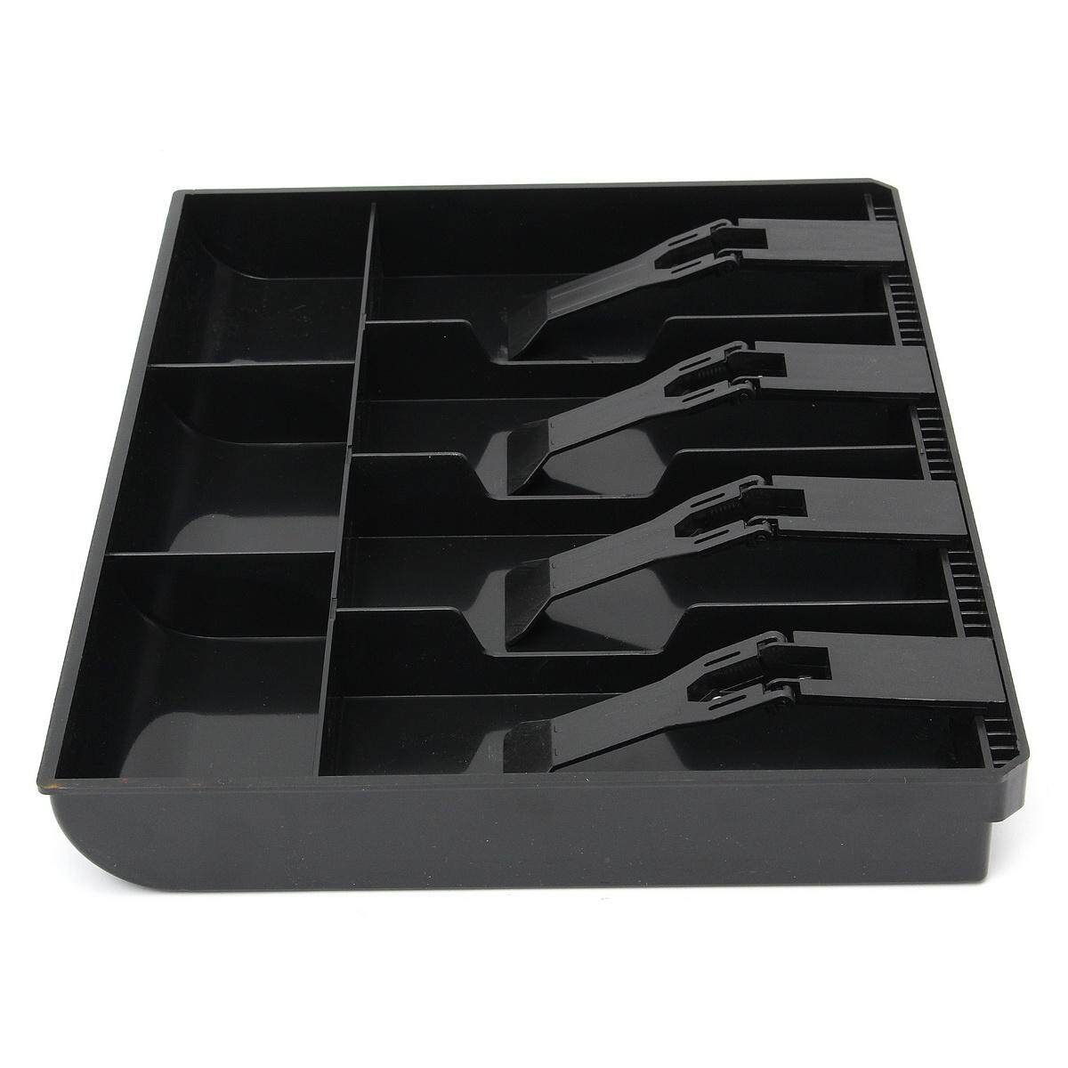 Cash Coin Register Replacement Money Drawer Storage Box With 4 Bill 3 Coin Trays Black Black (black)