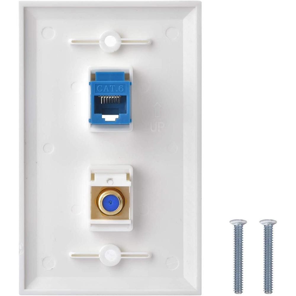 4 Packs Ethernet Coax Wall Plate Outlet with 1 Cat6
