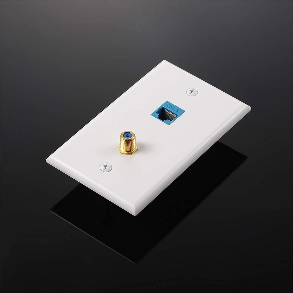4 Packs Ethernet Coax Wall Plate Outlet with 1 Cat6
