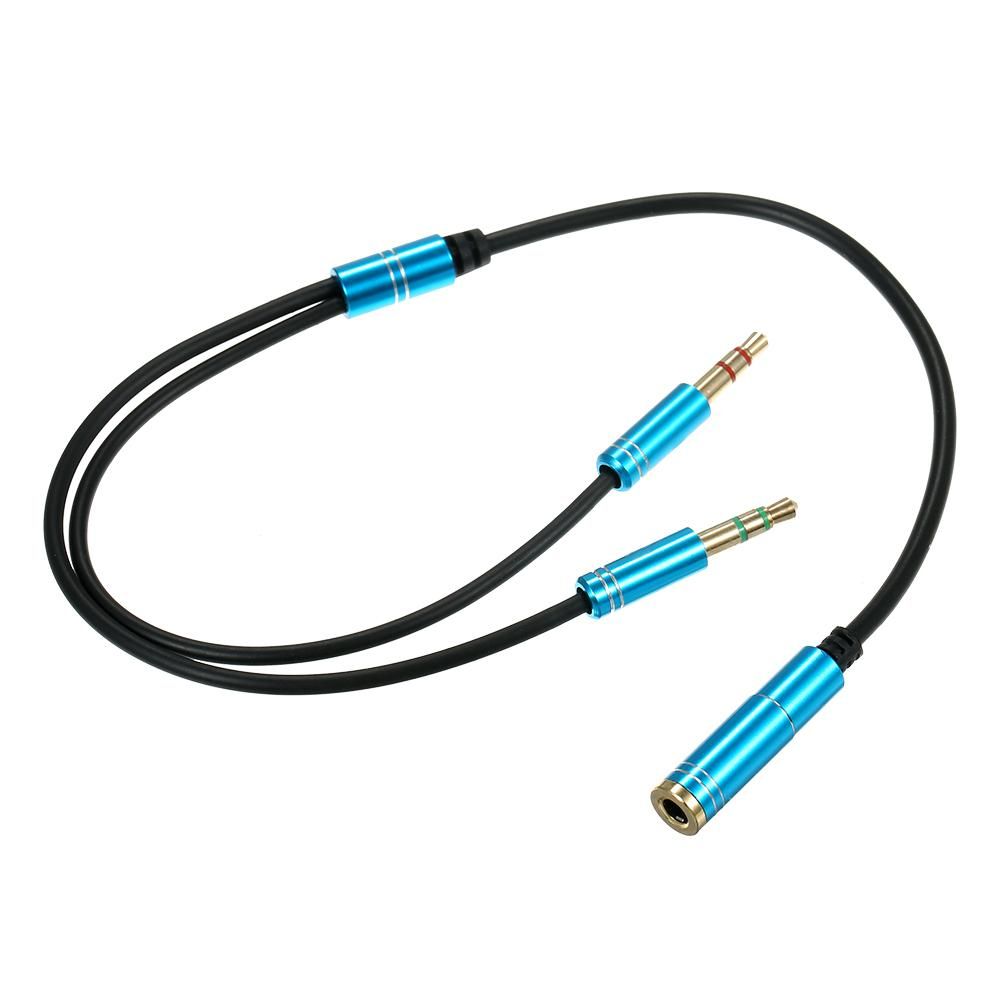 3.5mm Female to Dual 3.5mm TRS Male Audio Cable Headphone Splitter 3.5mm Y Splitter Gaming Headset to PC Laptop Adapter, Blue