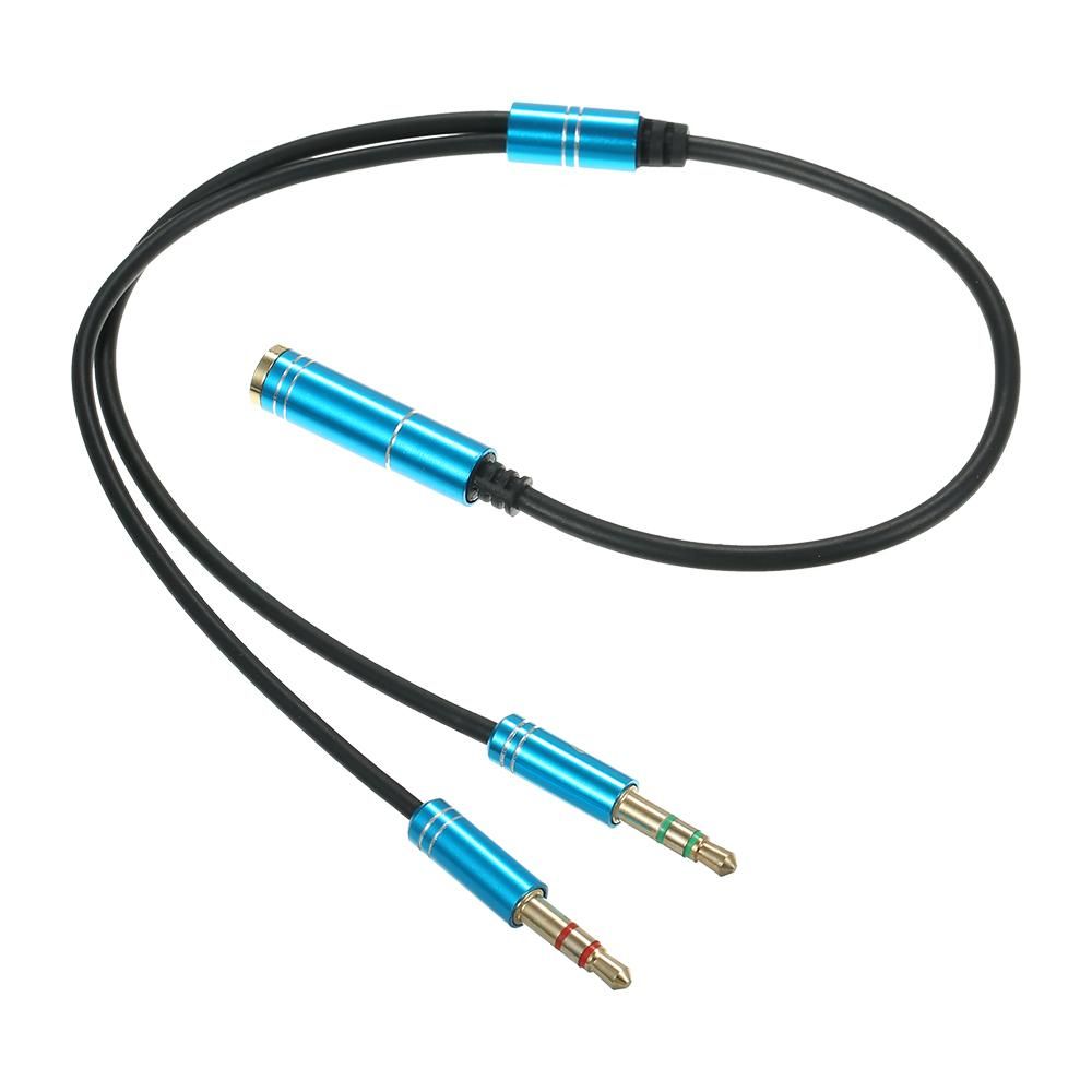 3.5mm Female to Dual 3.5mm TRS Male Audio Cable Headphone Splitter 3.5mm Y Splitter Gaming Headset to PC Laptop Adapter, Blue