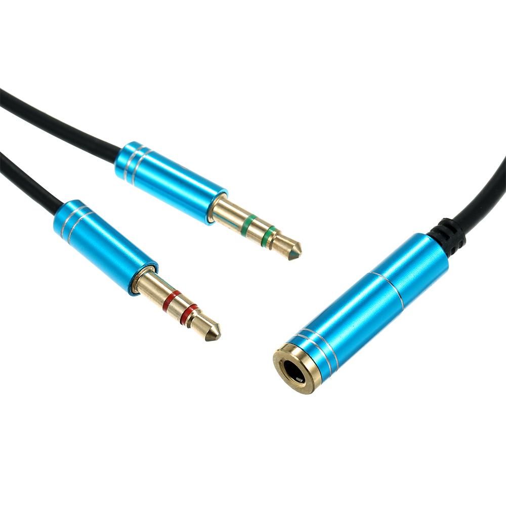 3.5mm Female to Dual 3.5mm TRS Male Audio Cable Headphone Splitter 3.5mm Y Splitter Gaming Headset to PC Laptop Adapter, Blue