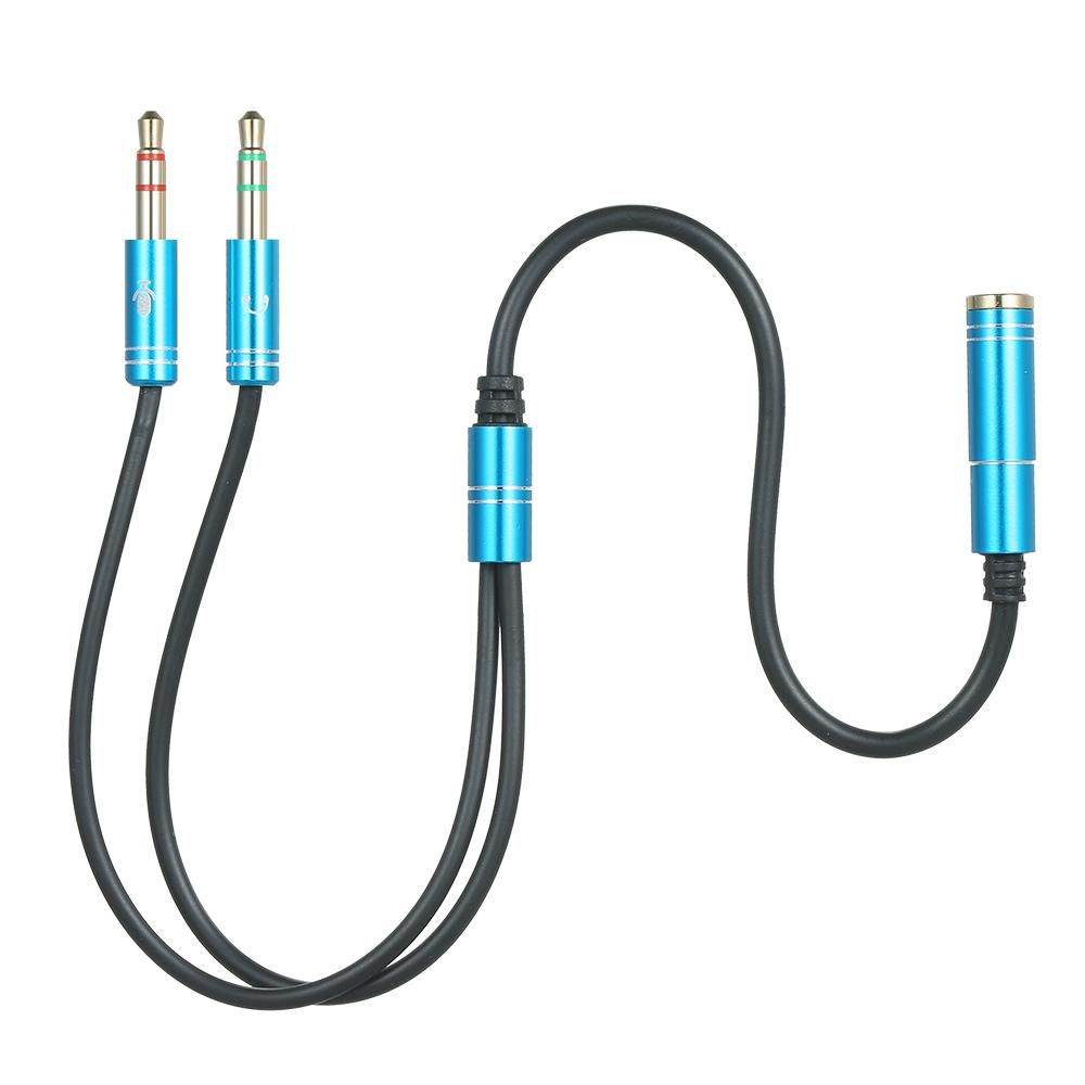 3.5mm Female to Dual 3.5mm TRS Male Audio Cable Headphone Splitter 3.5mm Y Splitter Gaming Headset to PC Laptop Adapter, Blue